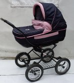Kočárek Balbina tmavě modro růžový