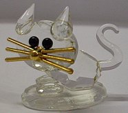 Skleněná figurka z broušeného křišťálu Kočka se...