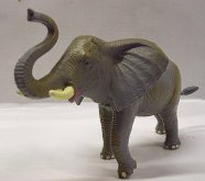 Slon africký se zvednutým chobot...