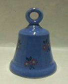 Zvonek zvoneček keramický modrý s kytičkami