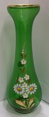 Váza zelené sklo malovaná kopretiny STO 532