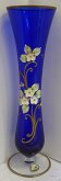 Váza smalt modré sklo zlacená malovaná STO 63