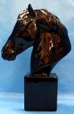 Kůň koník socha busta keramická hlavy koně čern...