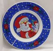 Vánoční talíř modrý Santa Claus