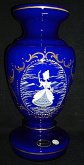 Váza malovaná velká amfora modrá rokoková panen...
