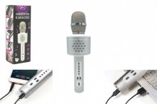 Mikrofon karaoke Bluetooth stříbrný na baterie ...