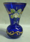 Váza miniatura malovaná dole zakulacená modrá s...
