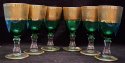Sklenice odlivky zlacené hroznové víno sada 6 kusů na liker zelené STO 151