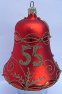 Zvonek jubilejní skleněný 55 červený zlacený matný