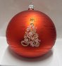 Vánoční Maxi koule ručně malovaná česká foukané sklo červená vánoční stromeček