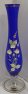 Váza malovaná modrá úzká skleněná čirá noha STO 362