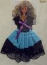 Obleček šatičky pro panenku Barbie modrá sukně s černou krajkou