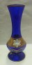 Váza smaltovaná skleněná modrá zlacená výška 21 cm STO 15