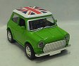Auto Mr.Bean kovový sběratelský model zvukový svítící zelené s anglickou vlajkou na střeše