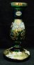 Váza úzká zelená s lepenými květy možno použít i jako svícen či podstavec STO 146