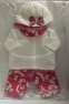 Obleček pro panenku miminko NA ZIMU velké 50 cm s kloboučkem BÍLÝ kabátek a červené kalhotky z bavln