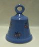 Zvonek zvoneček keramický modrý s kytičkami