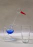 Čáp skleněný pijící vodu kývající Maxi retro Modrý