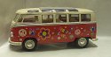 Volkswagen Mikrobus autobus kovový model hippies červený 1:43 1962 era Love Peace Orange