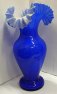 Váza skleněná modrá bez malby SOU 39