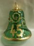 Zvonek jubilejní skleněný 45 zelený zlacený průhledný