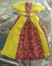Obleček šatičky pro panenku Barbie červeno žlutý květ