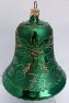 Zvonek jubilejní skleněný 75 zlacený zelený průhledný
