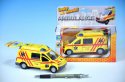 Auto ambulance kov 13cm česky mluvící na zpětné natažení na baterie se světlem v krabičce