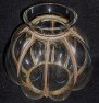 Váza historická umělecká skleněná čirá baňatá s drátem retro