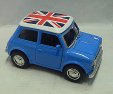 Auto Mr.Bean kovový sběratelský model zvukový svítící modrý s anglickou vlajkou na střeše
