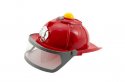 Hasičská přilba helma svítící zvuková na baterie malý hasič plastová červená se štítem