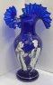 Váza modré sklo malovaná gotický obrázek TF 196